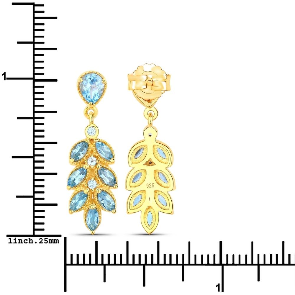 Rafaela Donata Boucles doreilles Argent sterling Topaz bleu en Or jaune Bijoux
