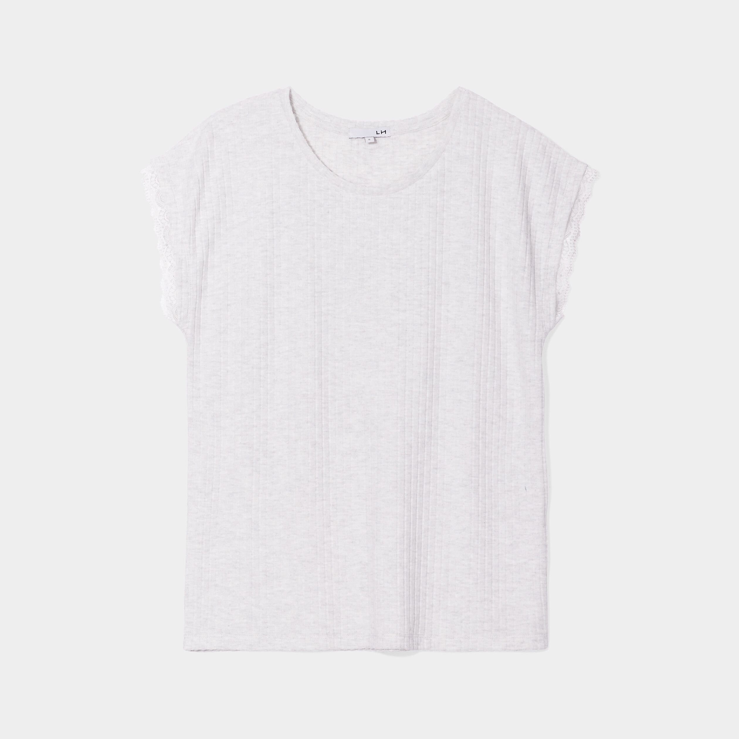 Haut de pyjama t-shirt côtelé gris clair femme | La Halle