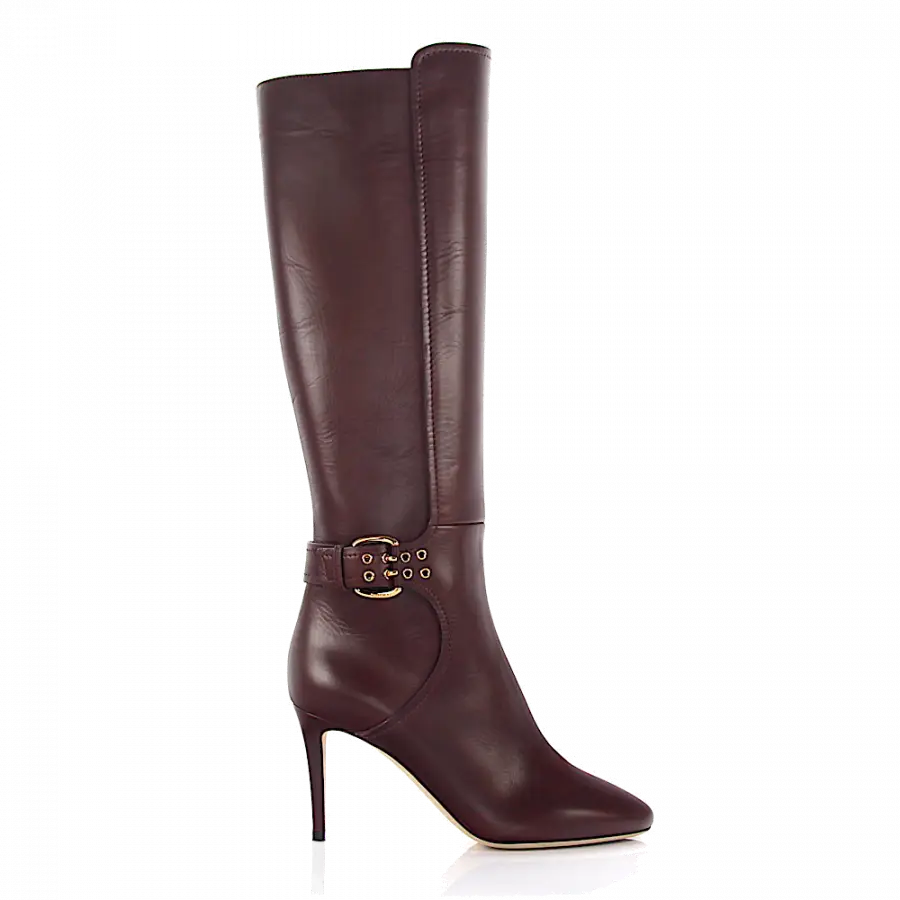 Jimmy Choo - Stiefel DARWIN 85 Kalbsleder Zierschnalle bordeaux - rot