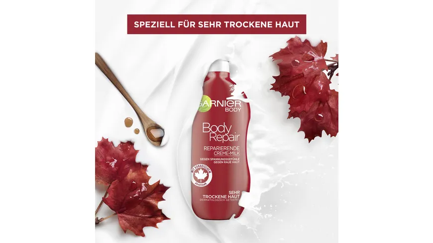 Garnier Body Repair Milk für sehr trockene Haut - Schnell einziehende Intensivpflege mit Ahornsirup einziehend 400 ml