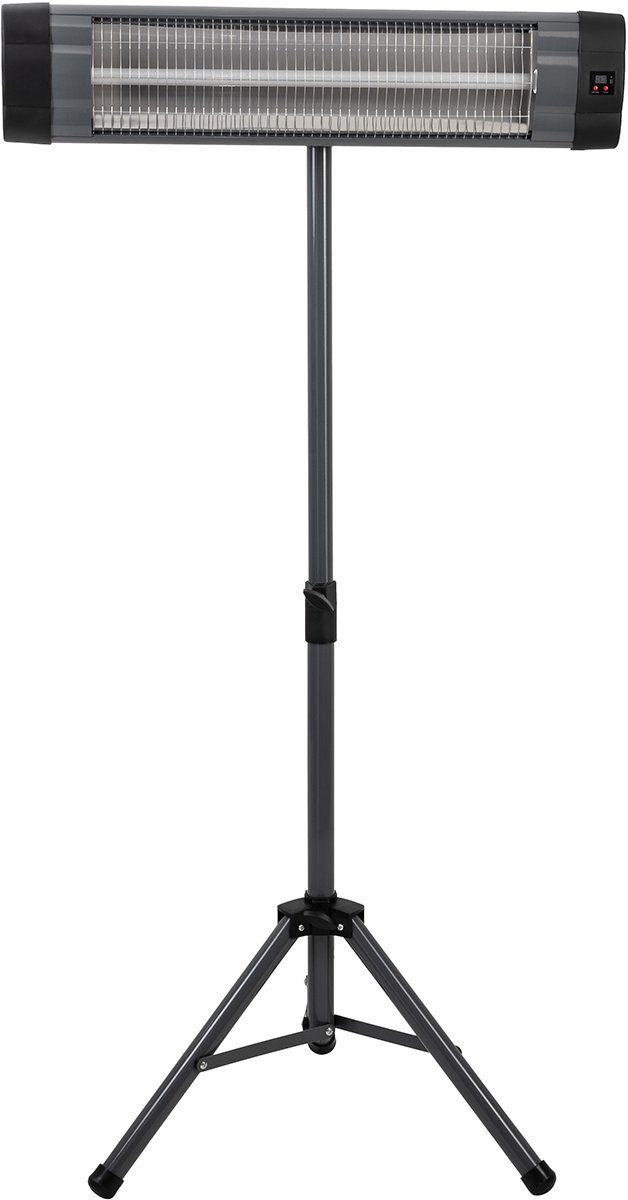 Heidenfeld Heizstrahler Elektro Infrarot Heizstrahler IH100 inkl. Stativ und Fernbedienung, 2500 W, Heizgerät Heizung Terrassenstrahler - 3 Heizstufen - 3 J. Garantie