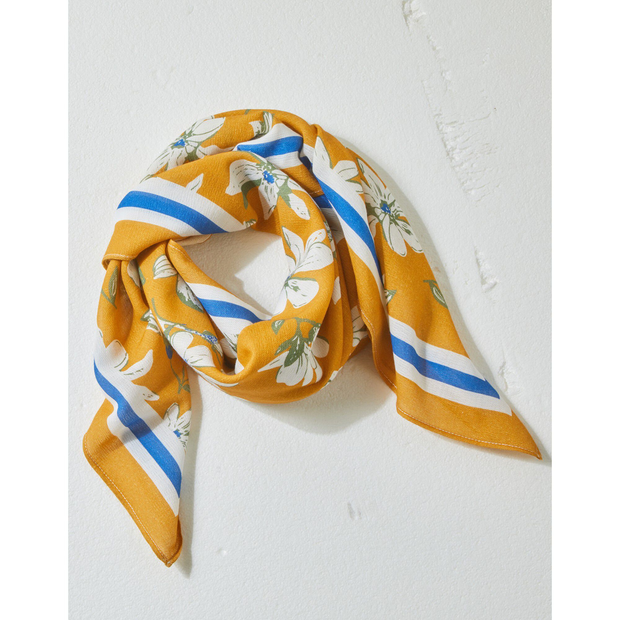 Foulard fabriqué en France imprimé fleurs, 98x98 cm, coton biologique