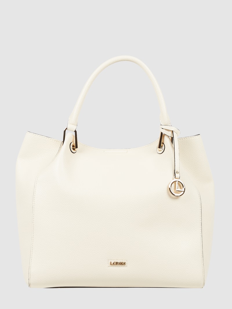 Shopper in Leder-Optik in ecru