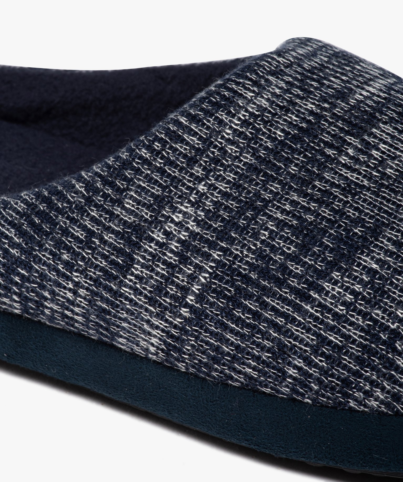 Chaussons homme mules dessus en maille chinée bleu | GEMO