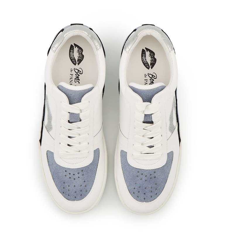 Baskets en cuir Loulou blanc silver suede