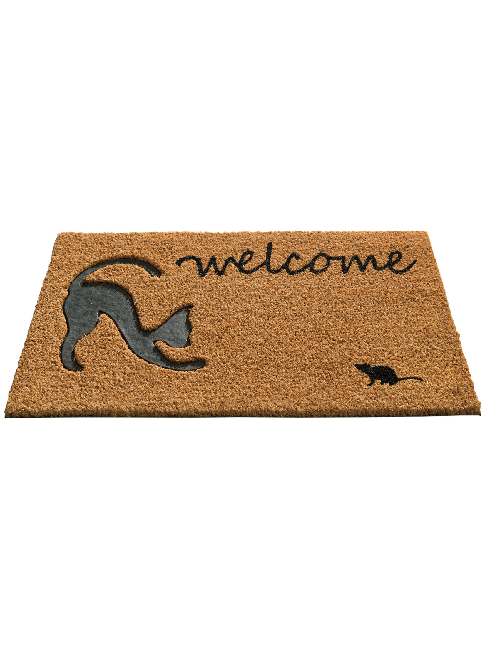 Welcome Cat Fußmatte, Dunkelbeige