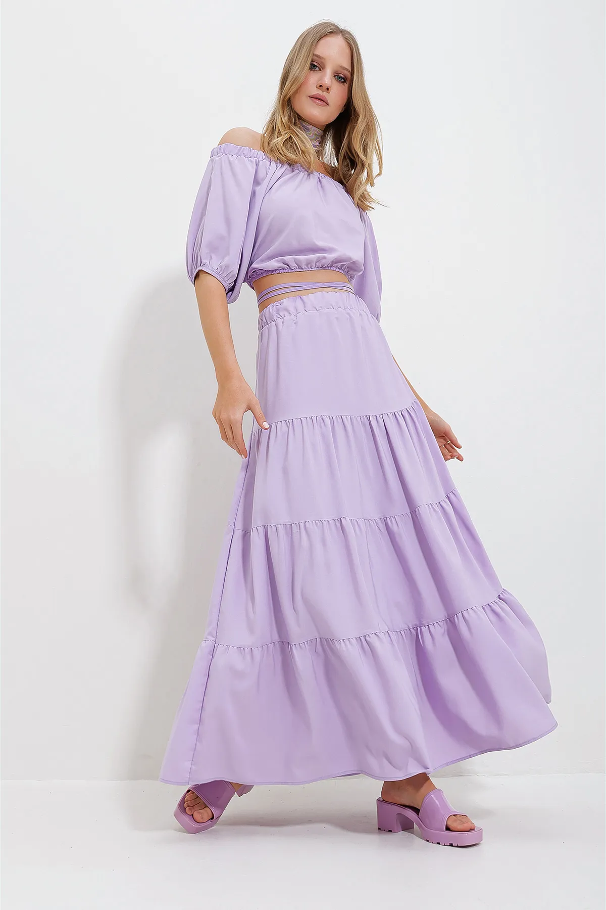 Trend Alaçatı Stili  Zweiteiler - Lila - Regular Fit