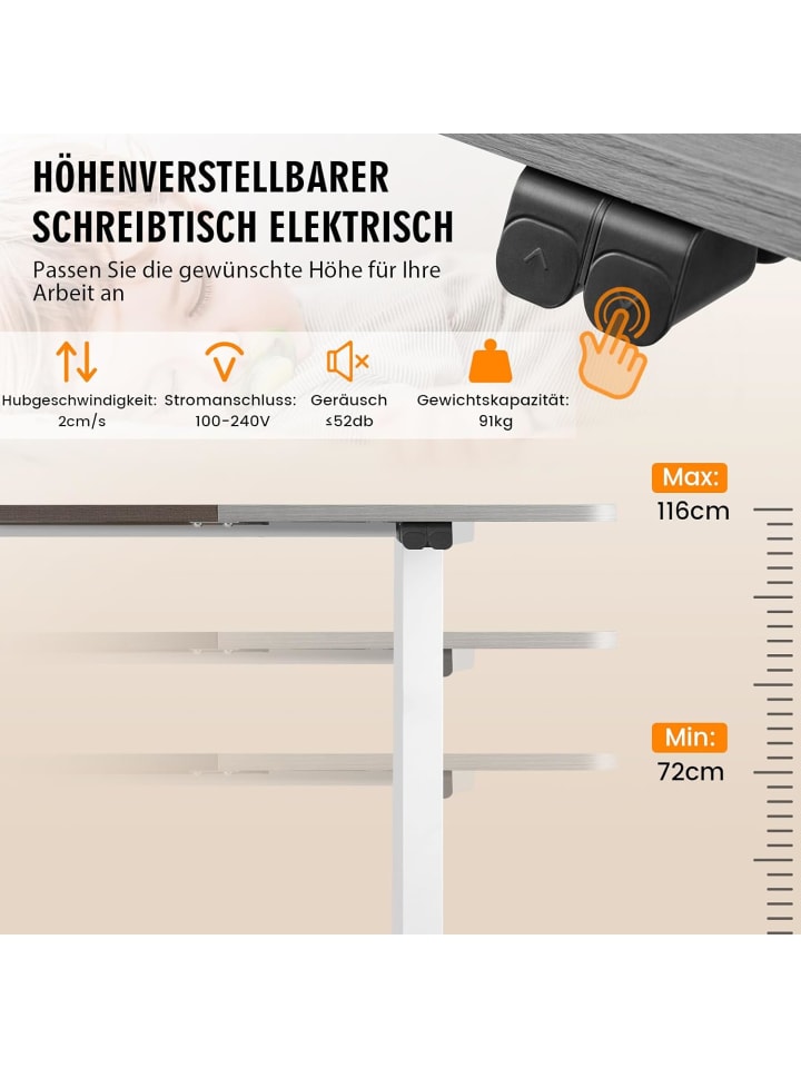 COSTWAY Ergonomischer Steh-Sitz Tisch in Grau günstig kaufen onesize