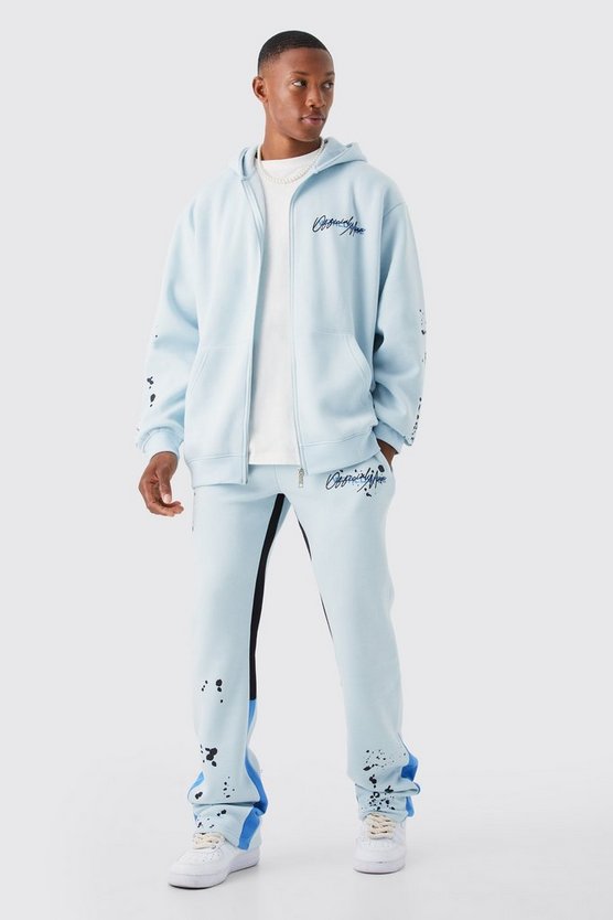 Oversize Trainingsanzug mit Graffiti-Print und Farbspritzern