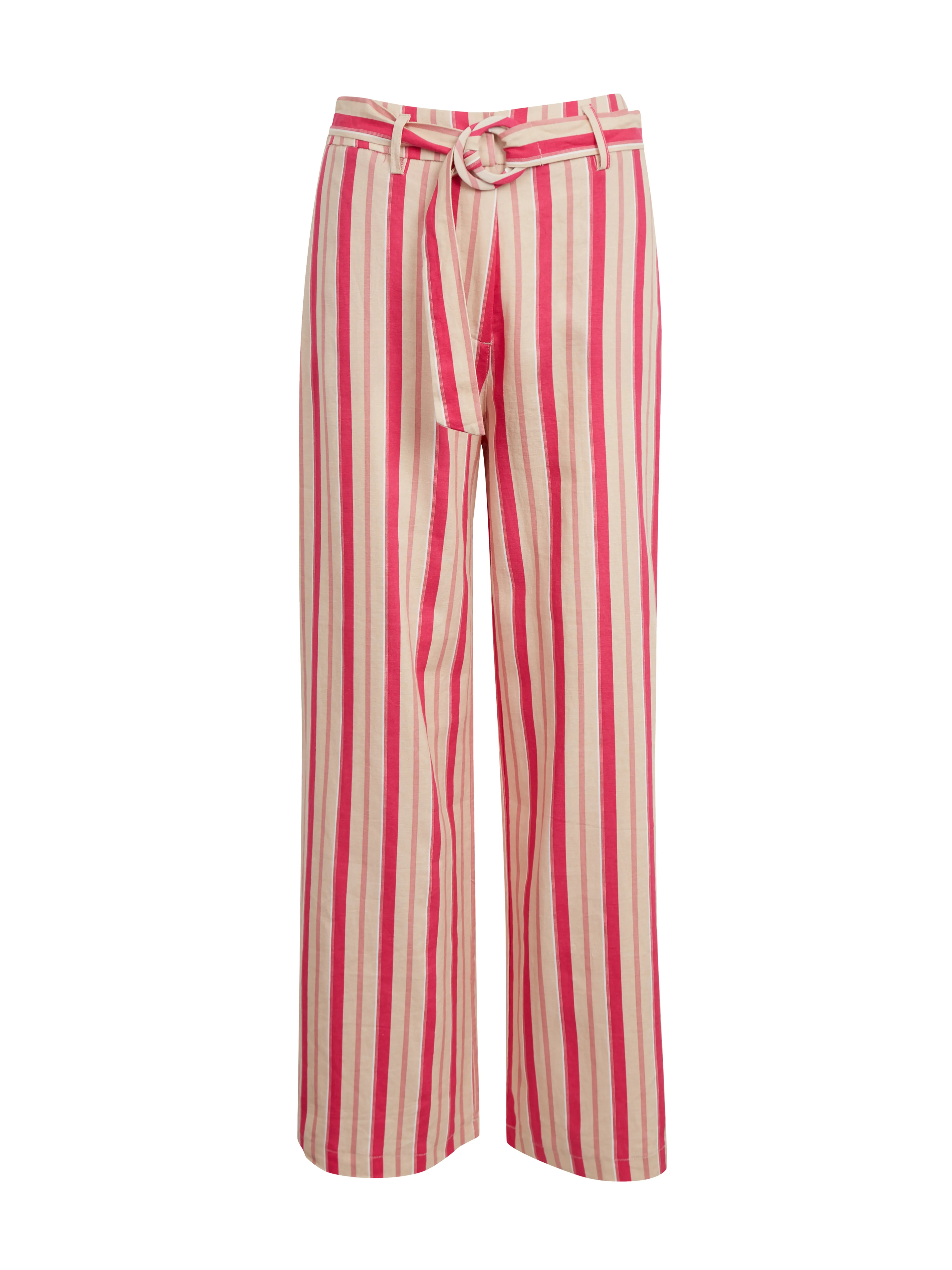 Rosa gestreifte Damen Leinenhose ORSAY