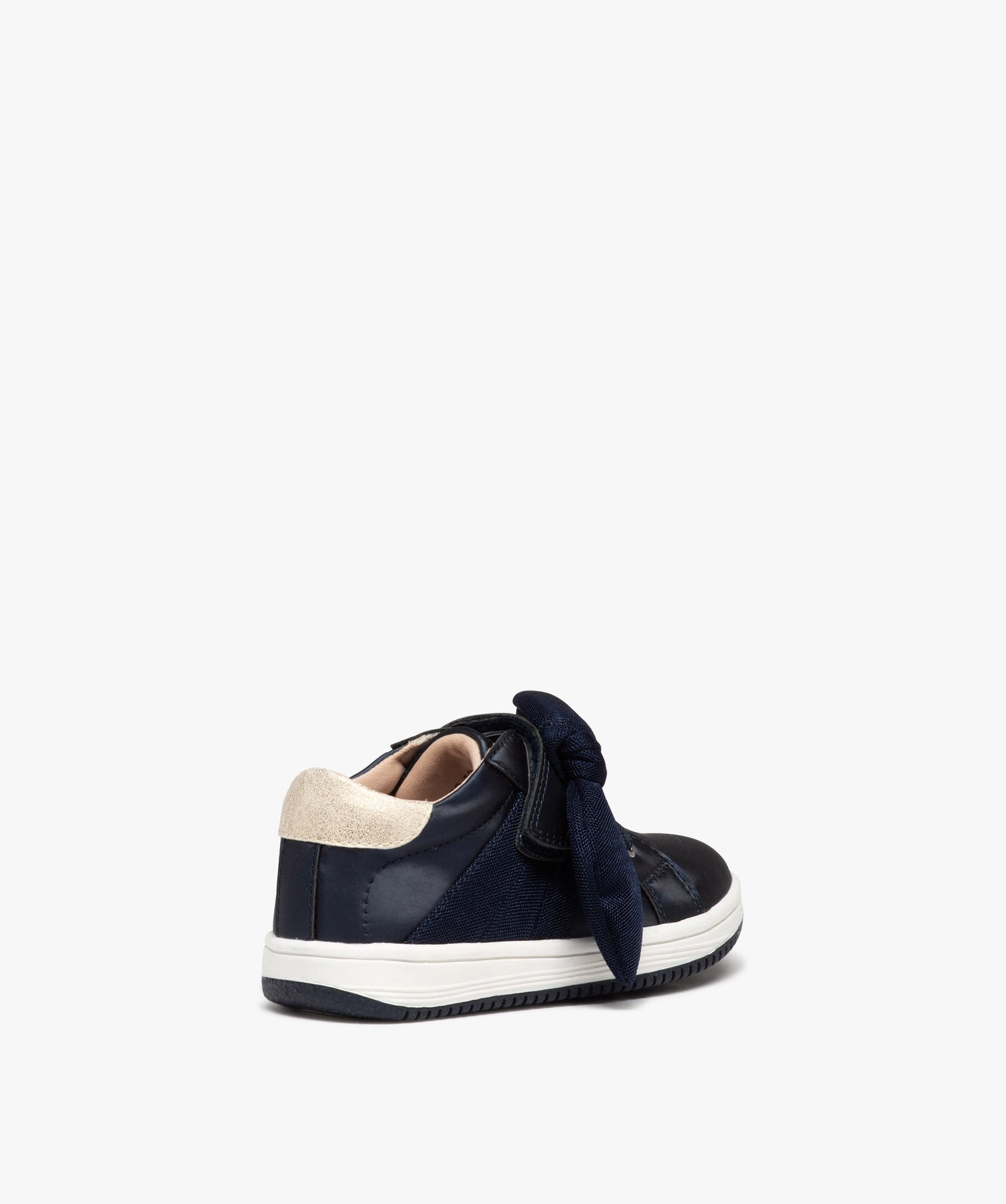 Baskets bébé fille dessus irisé avec noeud en toile marine | GEMO