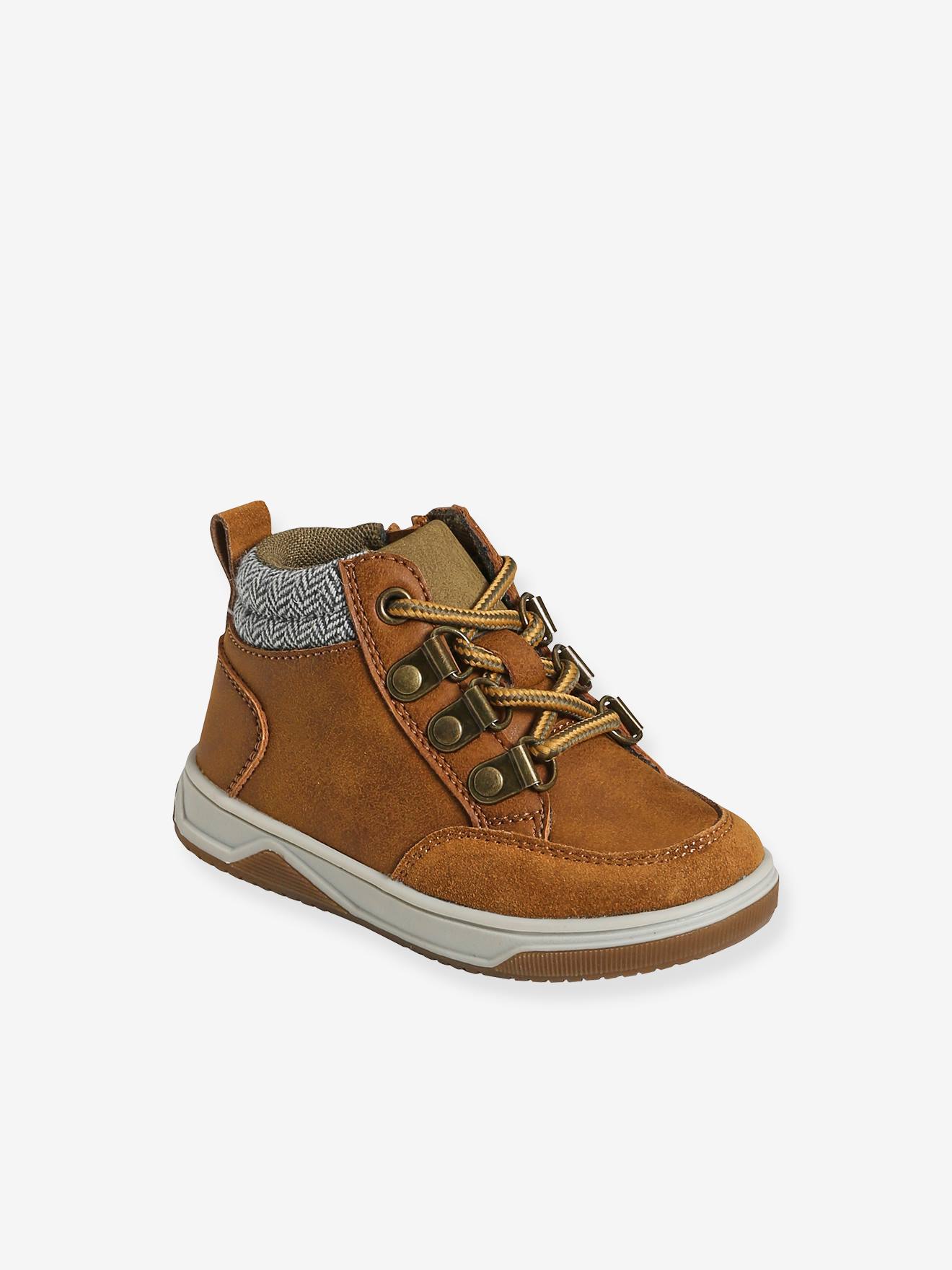 Bottines bébé garçon lacets + glissière chocolat