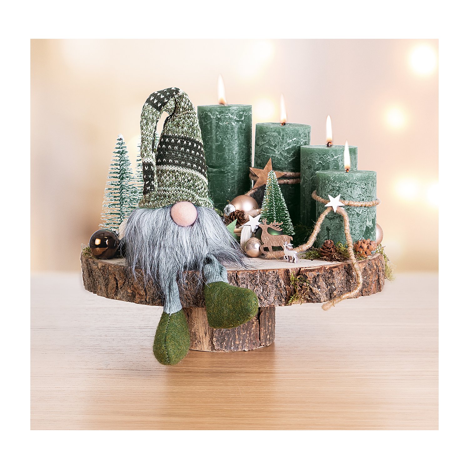 Weihnachtskugeln aus Glas, grün, karamell und braun, 6 cm Ø, 12 Stück
