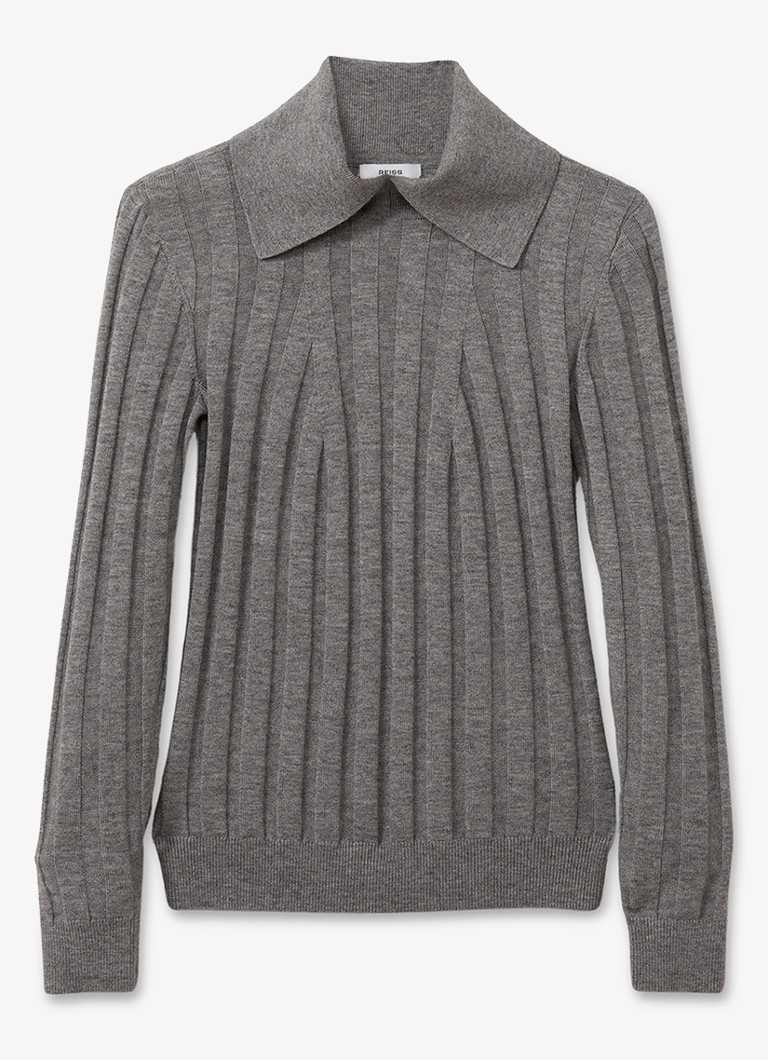 Reiss Winter fine-knit sweater in wool blend with ribbed structure