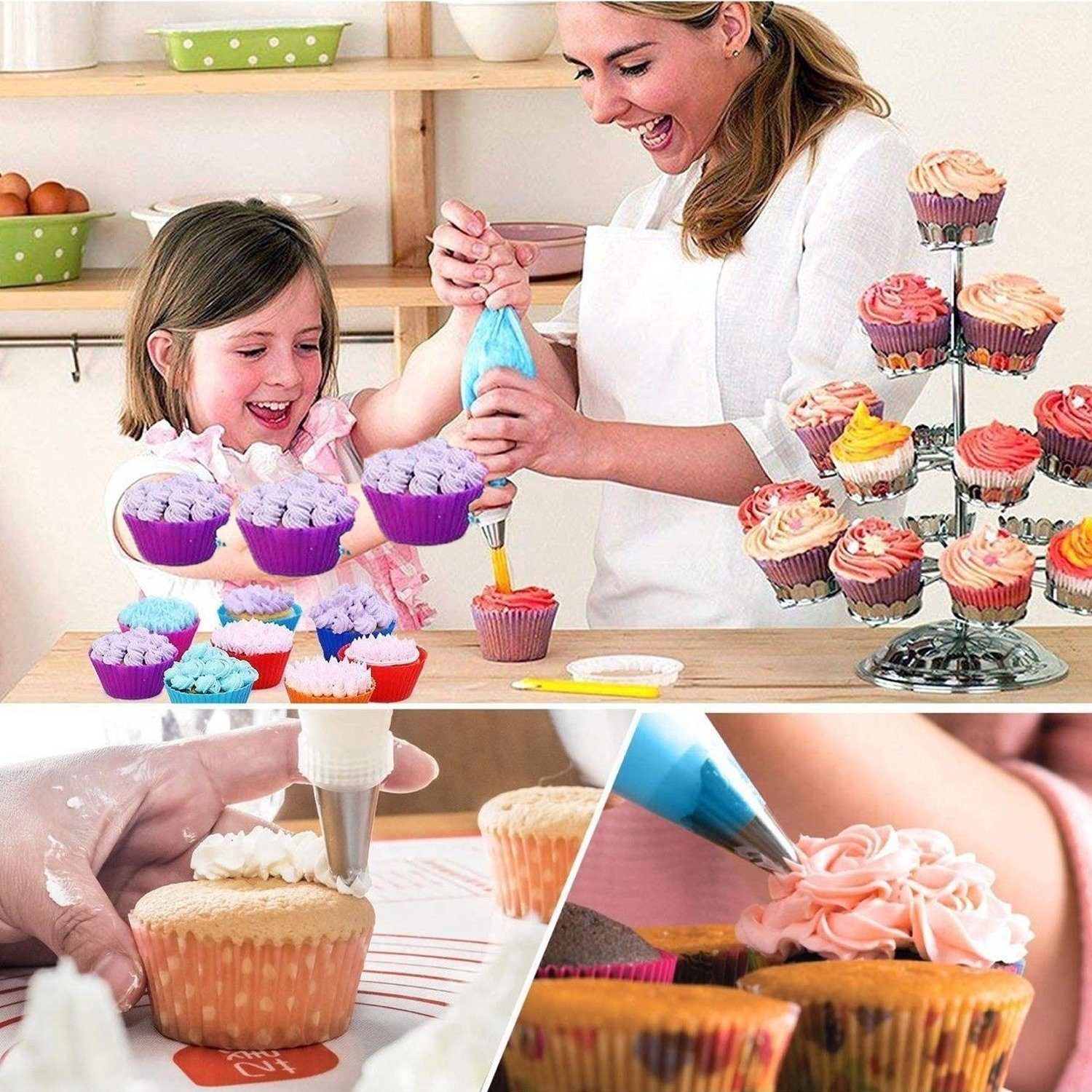 Dedom Brotbackform 72-teiliges Kuchendekorationsset,Gebäckbeutel, Zuckergussglätter, Spritztüllen Kuppler, Blumenheber für Kuchendekoration, Backwerkzeuge