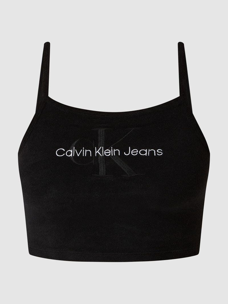 Crop Top aus Frottee in schwarz