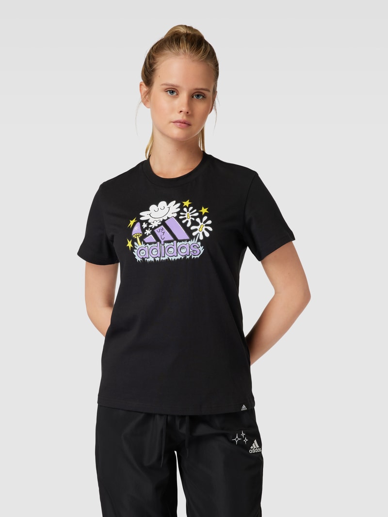 T-Shirt mit Motiv-Print Modell 'DOODLE' in schwarz