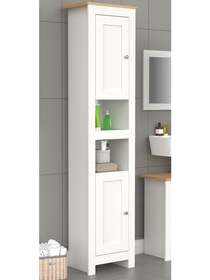 VCM  Holz Badmöbel Badschrank Hochschrank Regal Balusa in Weiß günstig kaufen onesize