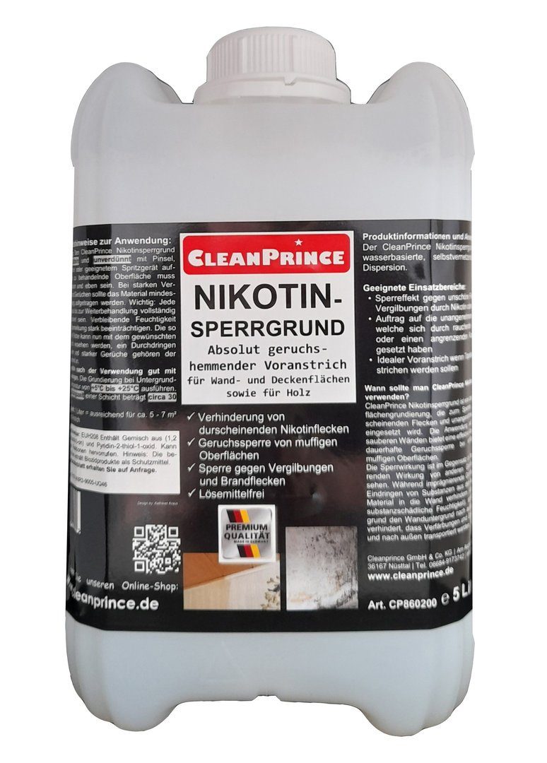 CleanPrince Nikotinsperre Nikotin-Sperrgrund Sperrgrundierung, geruchshemmender Voranstrich, Sperrschicht