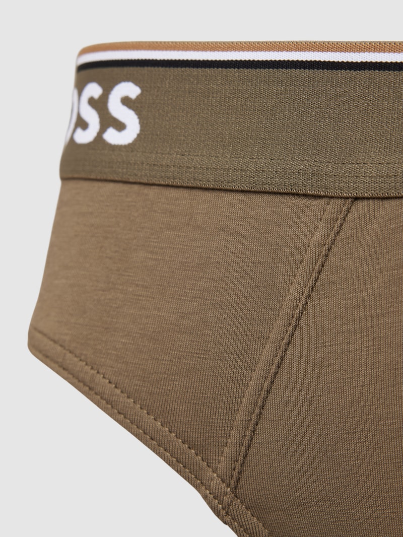Slip mit Label-Bund Modell 'Brief' im 3er-Pack in olivgrün