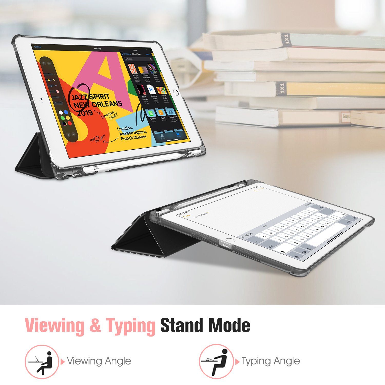 Fintie Tablet-Hülle Hülle für iPad 9. Generation 2021 / 8. Gen 2020 / 7. Gen 2019 10.2 Zoll mit Stifthalter, ultradünne leichte Schutzhülle mit transparenter Rückseite und Auto Schlaf/Wach Funktion