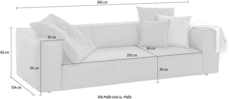 W.SCHILLIG 3-Sitzer around-the-block, mit eleganter Biese, mit Federkern