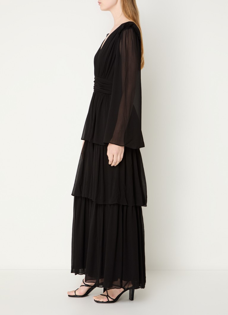 Rochie maxi marinarească semitransparentă cu decolteu în V Ba&sh