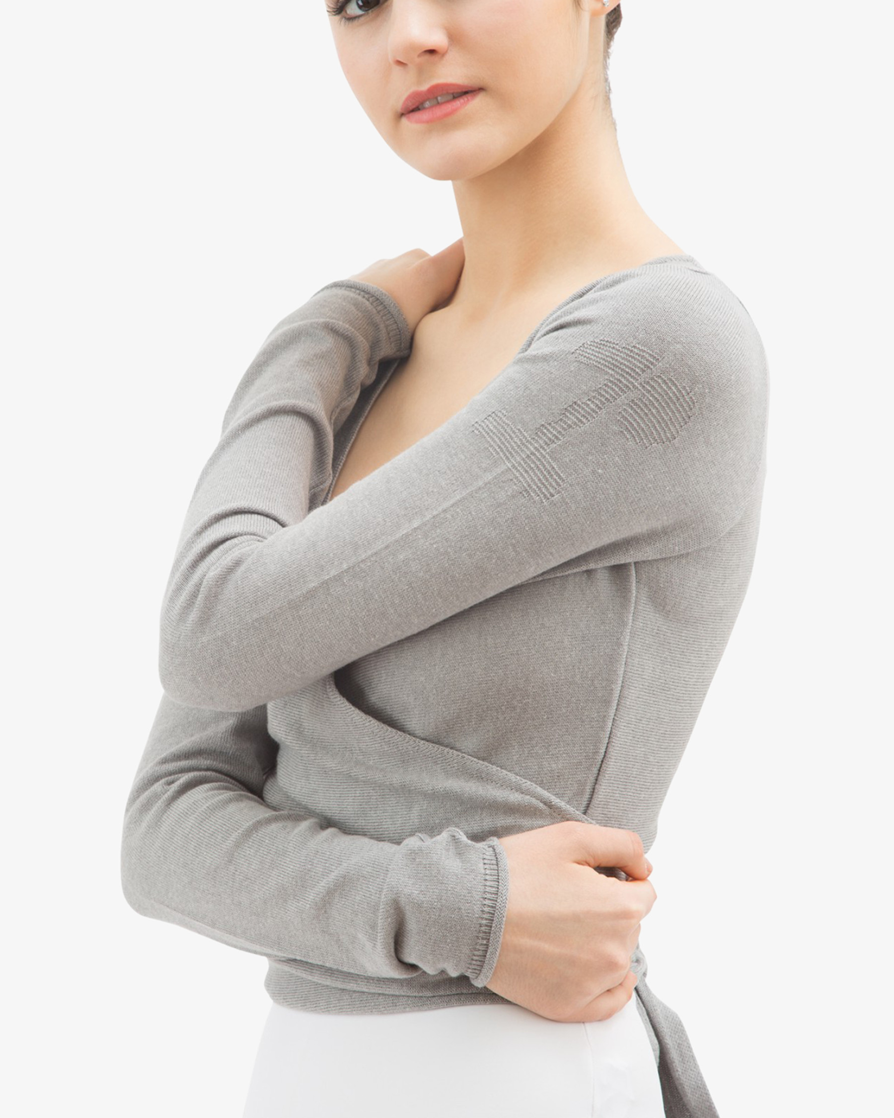 Long sleeved wrap-over