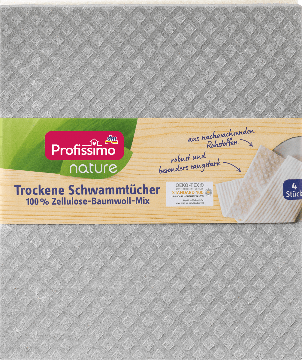 nature Trockene Schwammtücher 100% Zellulose-Baumwoll-Mix, 4 St