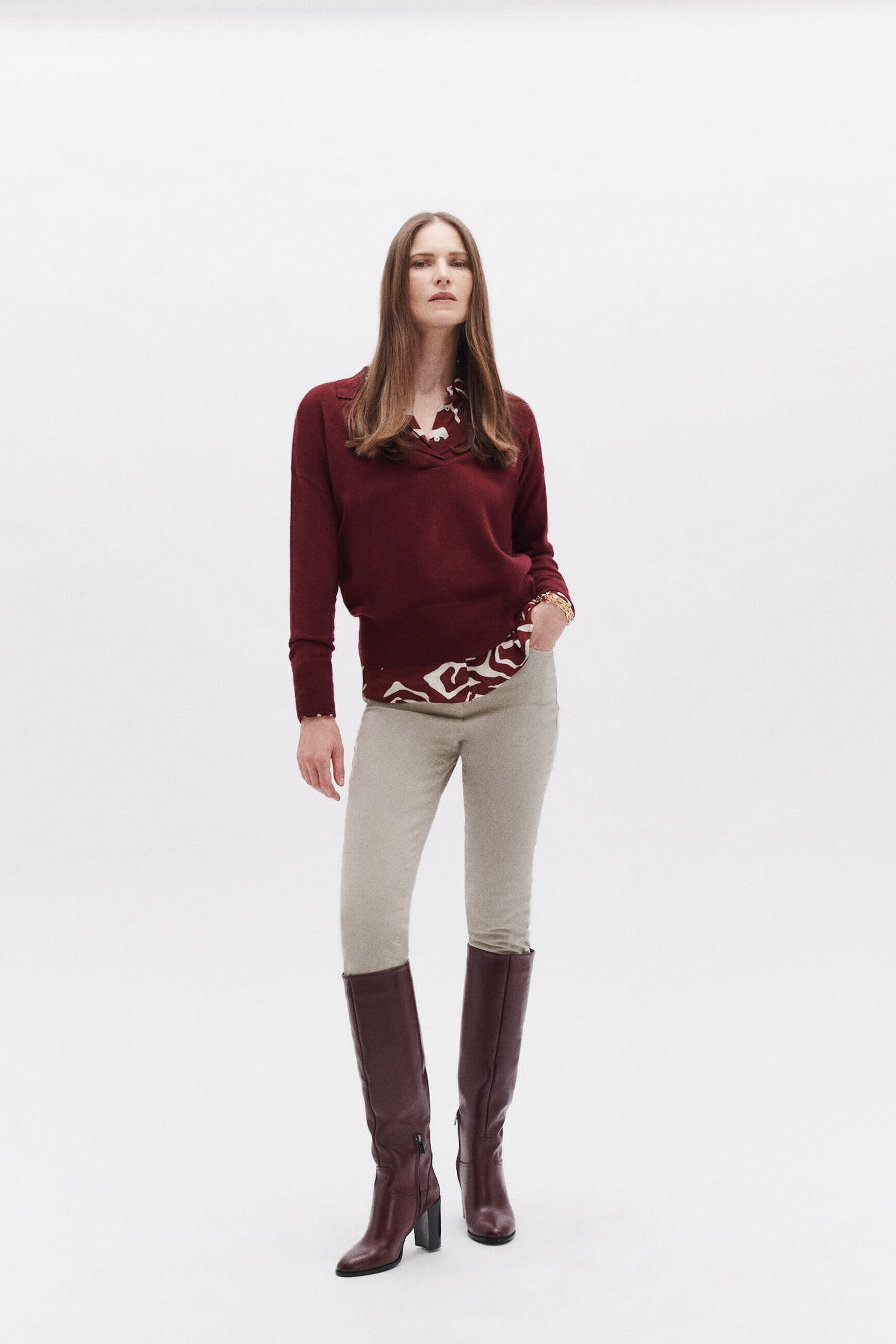 Pull marcelin bordeaux femme