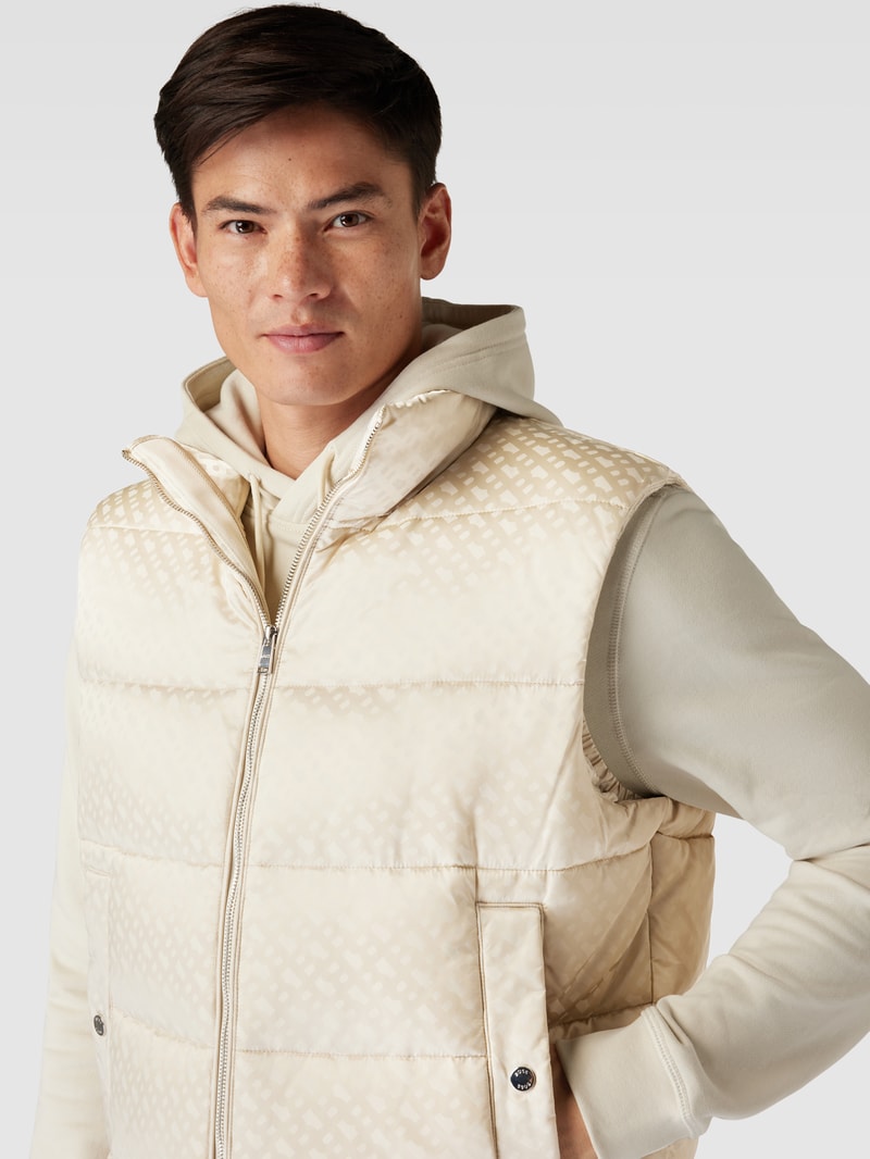 Steppweste mit Logo-Muster in offwhite
