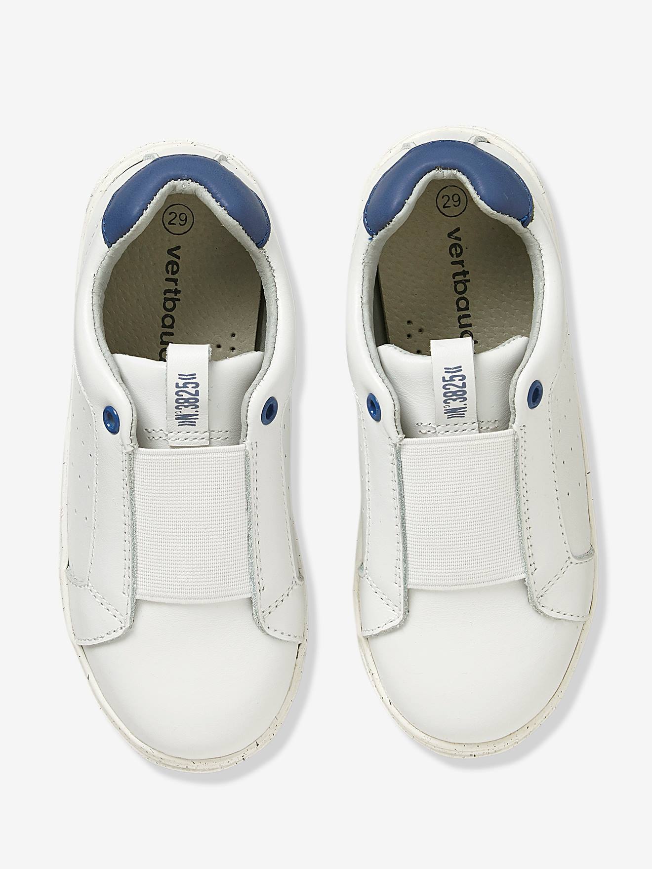 Baskets élastiquées garçon en cuir blanc