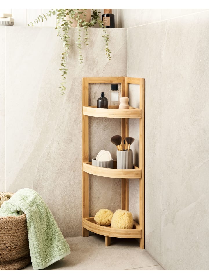 Beliani Badezimmerregal ILLAMPU in Heller Holzfarbton - (W) 34 x (H) 77 x (L) 23 cm günstig kaufen onesize