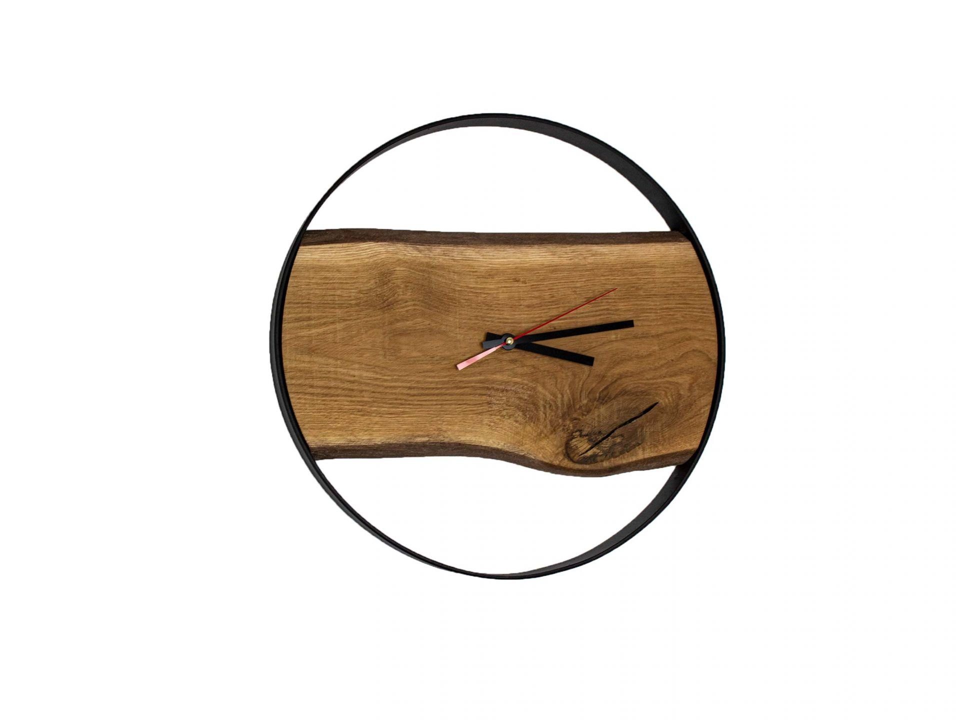 holz4home Wanduhr Wanduhr mit Stahlrahmen aus massiver Eiche Ø 43 cm von holz4home®