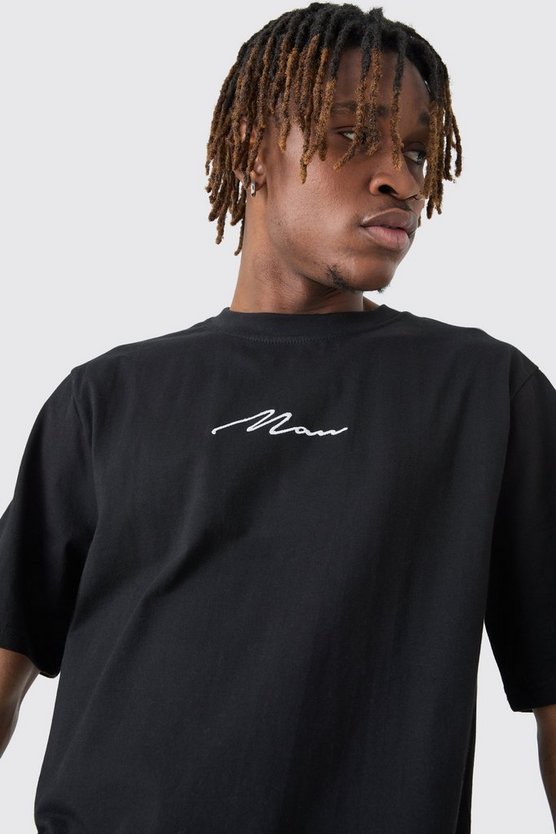 Tall T-Shirt mit Man Signature Stickerei