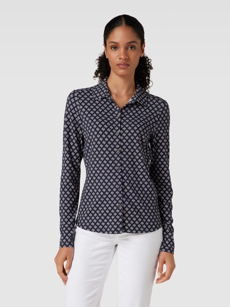 Bluse mit Allover-Muster in marineblau
