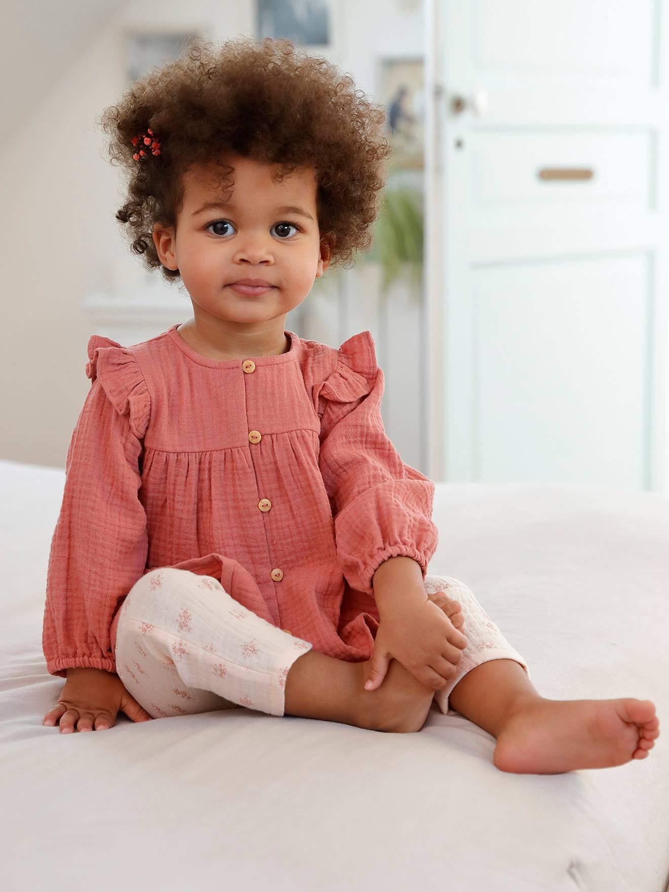 Pantalon en gaze de coton bébé écru