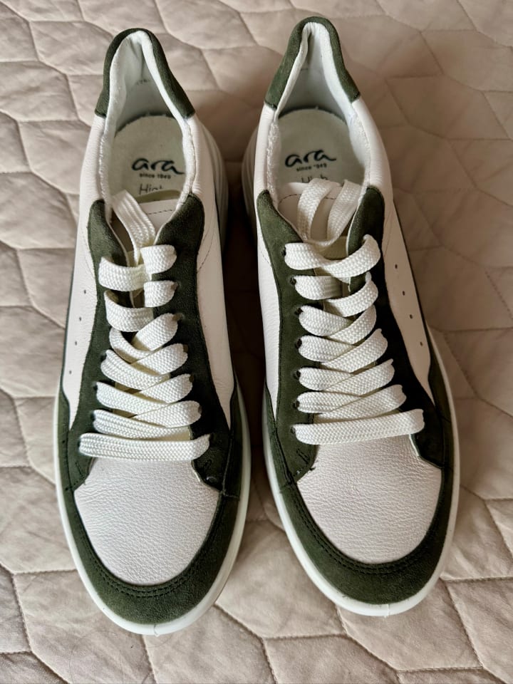 Ara Shoes Leder-Sneakers in Creme/ Khaki günstig kaufen 41