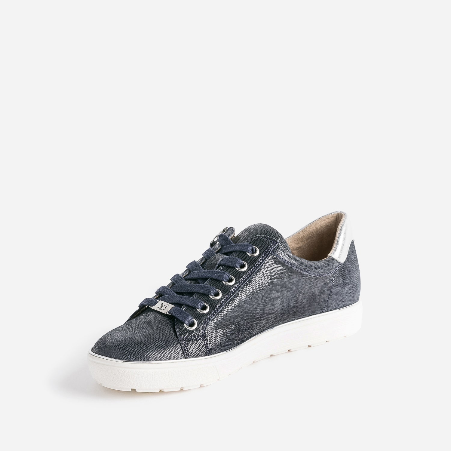 Tennis CAPRICE marine en cuir fantaisie