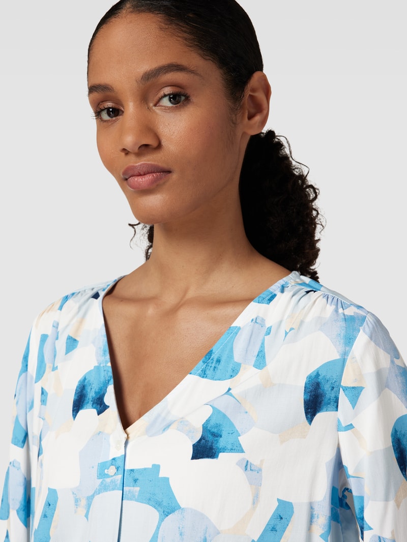 Bluse aus reiner Viskose mit Allover-Muster in hellblau