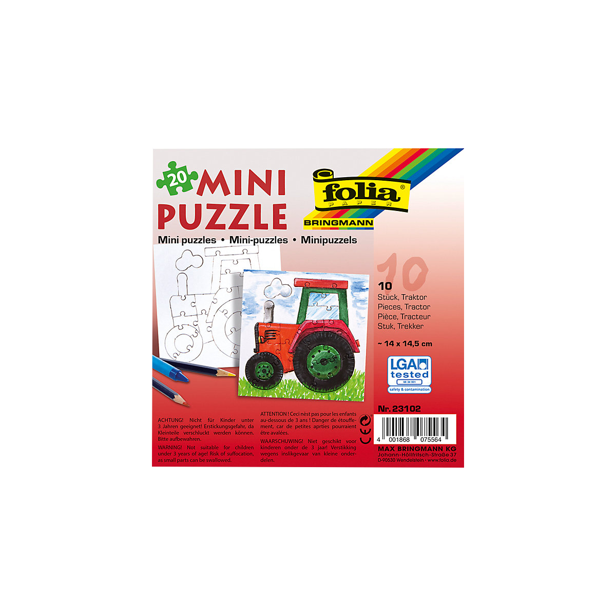 Partypack Motiv-Puzzle Traktor, 10 x 20 Teile