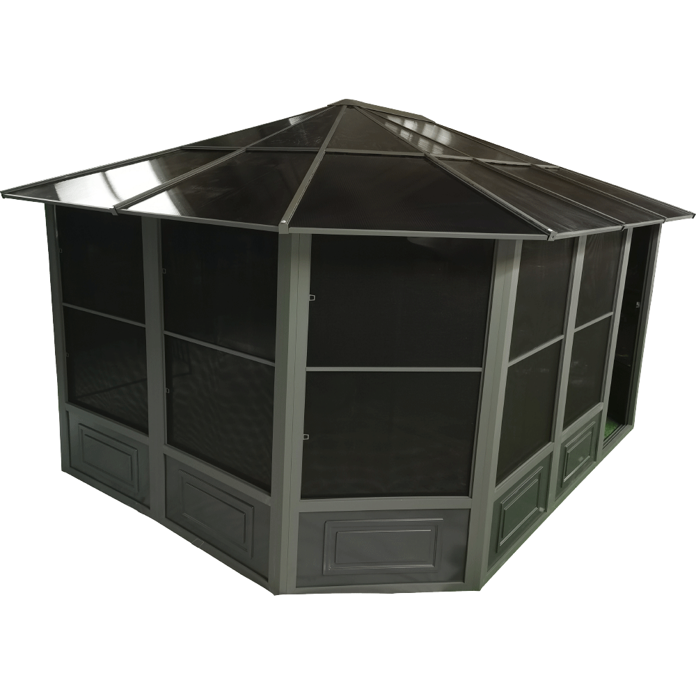 HC Garten & Freizeit Aluminium Wintergarten Pavillon - ca. 411 x 411 x 280 cm, Anthrazit
