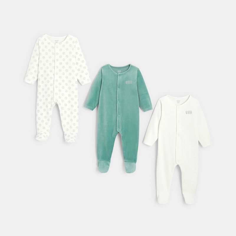 Dors-bien velours (lot de 3) blanc naissance