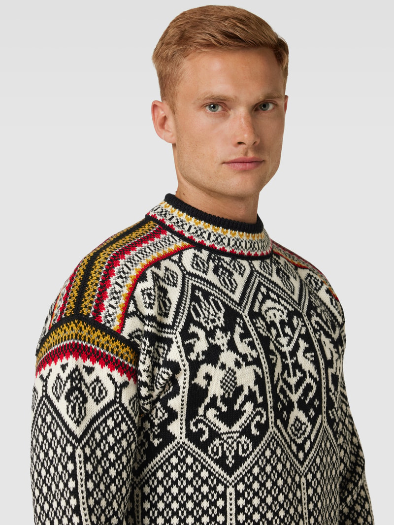 Wollpullover mit Stehkragen in schwarz