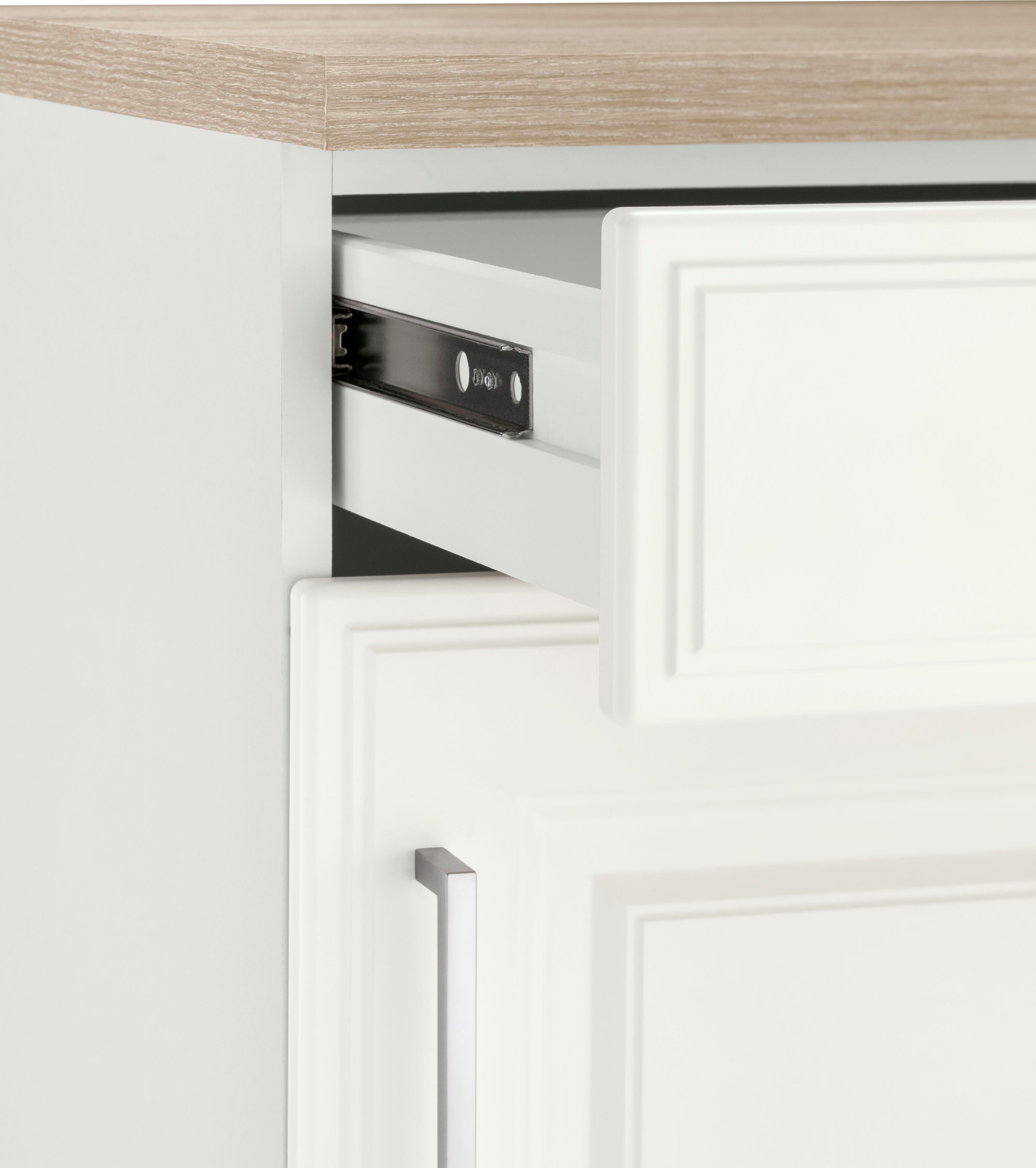 HELD MÖBEL Winkelküche Stockholm, Stellbreite 220/310 cm, mit hochwertigen MDF Fronten im Landhaus-Stil