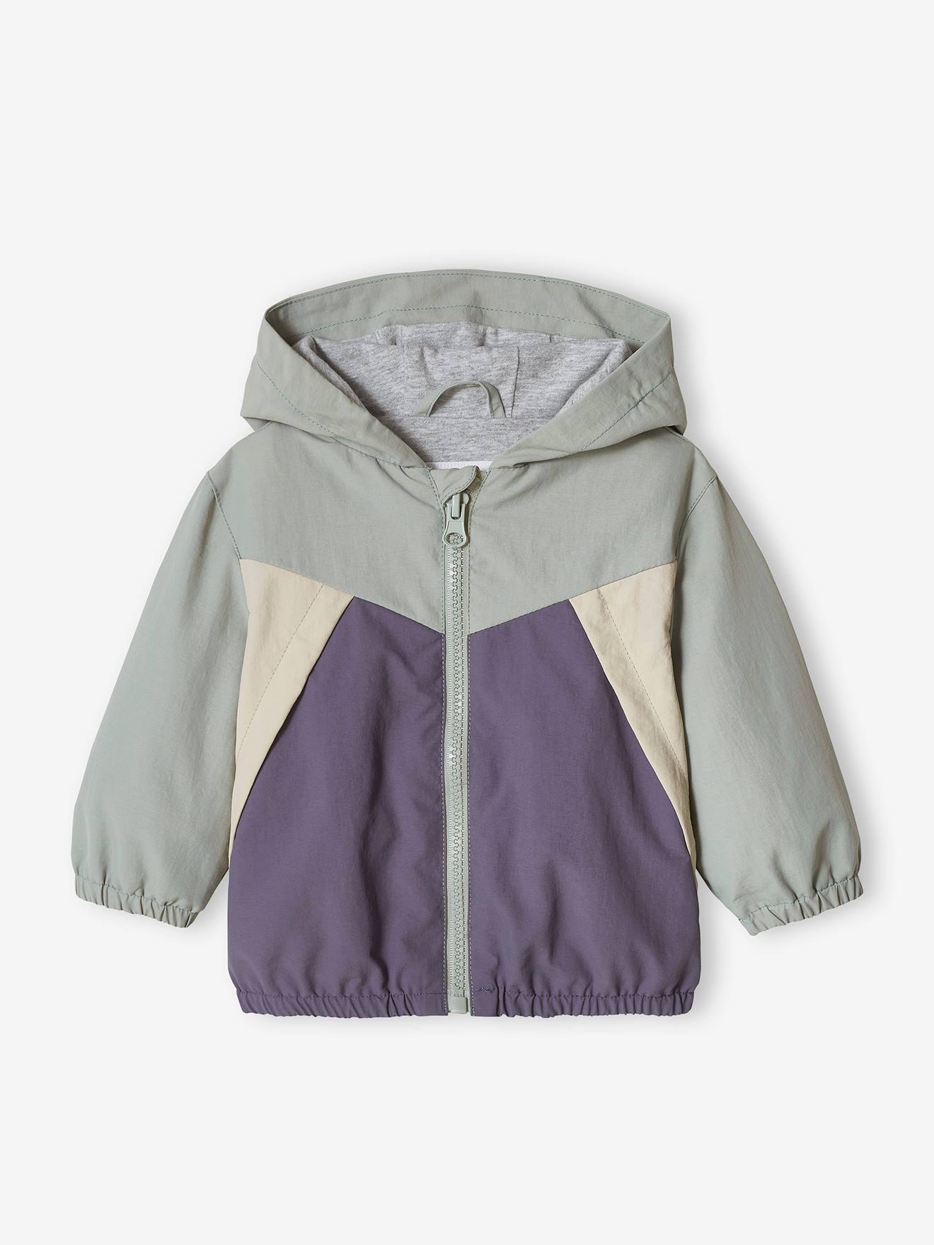 Blouson coupe-vent bébé garçon colorblock vert d'eau