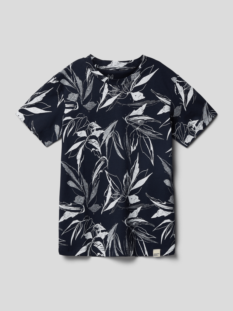 T-Shirt mit Label-Detail Modell 'CRAYON' in marineblau