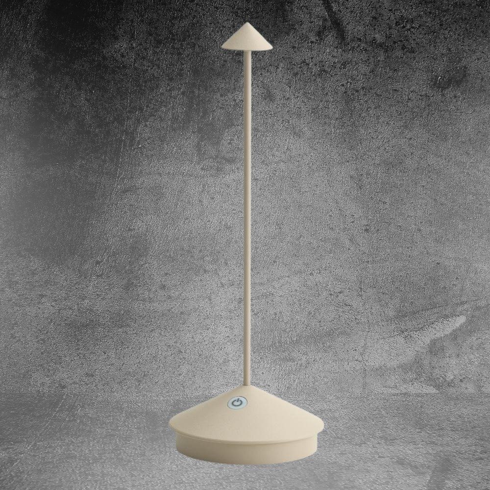 Zafferano LED Tischleuchte LED Akku Tischleuchte Pina Pro in Sandfarbig 2,2W 185lm IP54, keine Angabe, Leuchtmittel enthalten: Ja, fest verbaut, LED, warmweiss, Tischleuchte, Nachttischlampe, Tischlampe