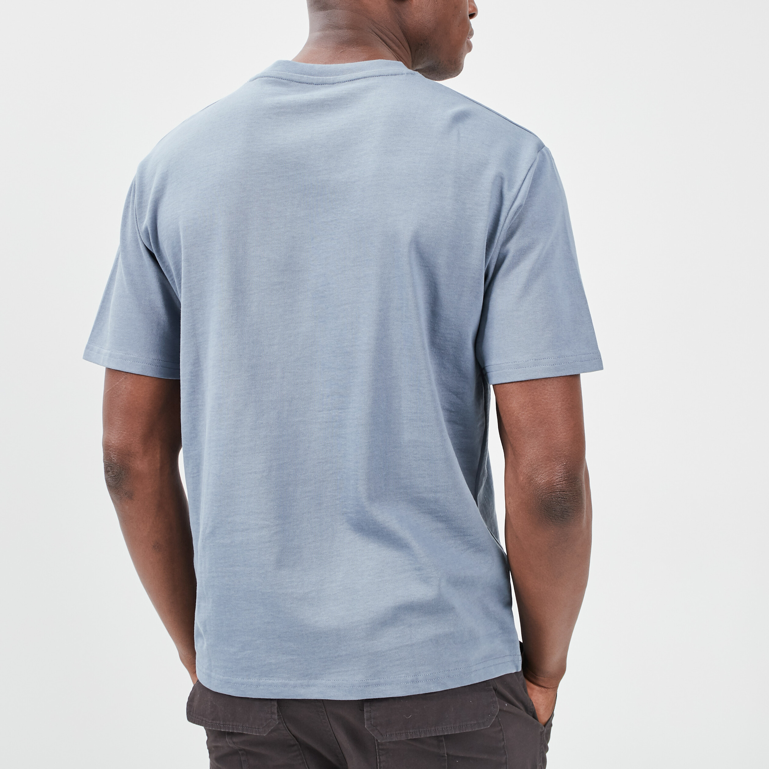 T-shirt droit col rond bleu gris homme | La Halle