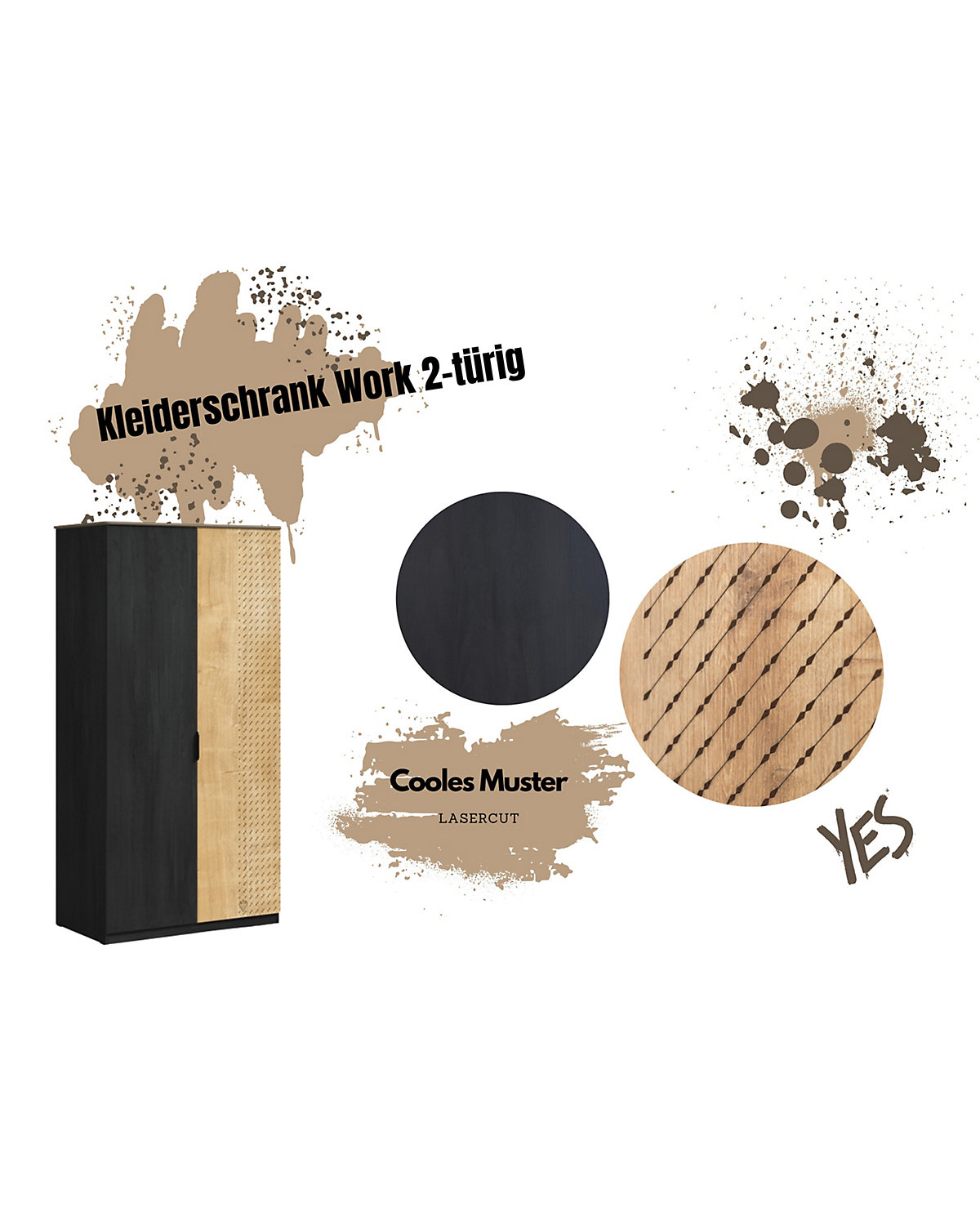 Kleiderschrank Work 2-türig mit Aufdruck inkl. Belüftung